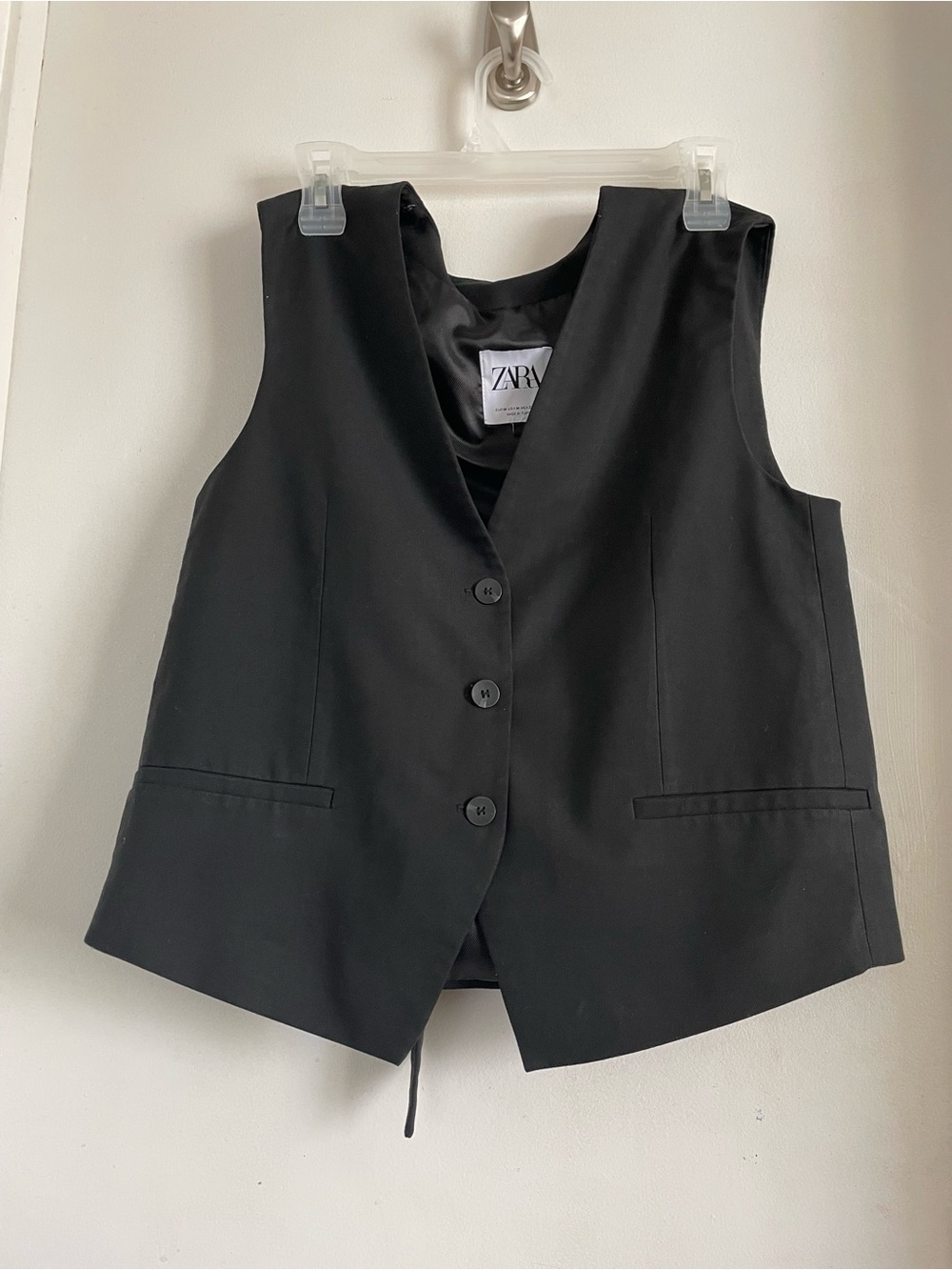 Zara Black Three-Button Tailored Vest